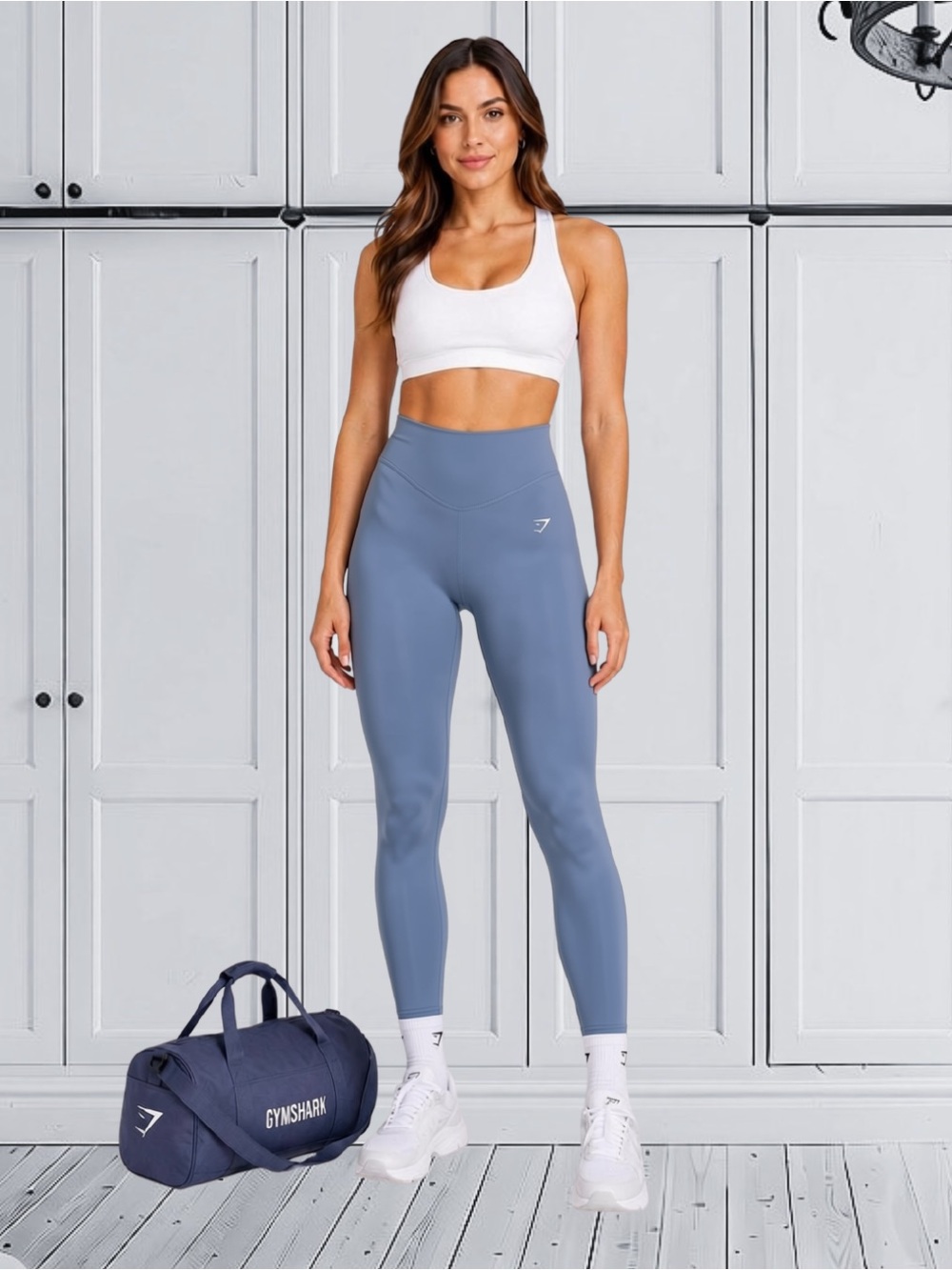 Gymshark Crossover High Rose Seamless Leggings Dusty Blue Size L